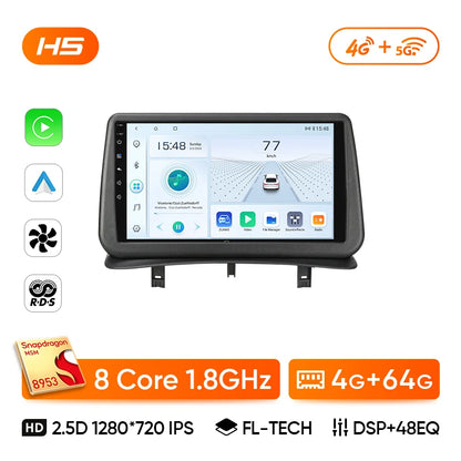 Ainavi Car Radio for Renault Clio 3 2005-2014 Wireless CarPlay Android Auto 4G Multimedia Player Navigation GPS 2din Autoradio