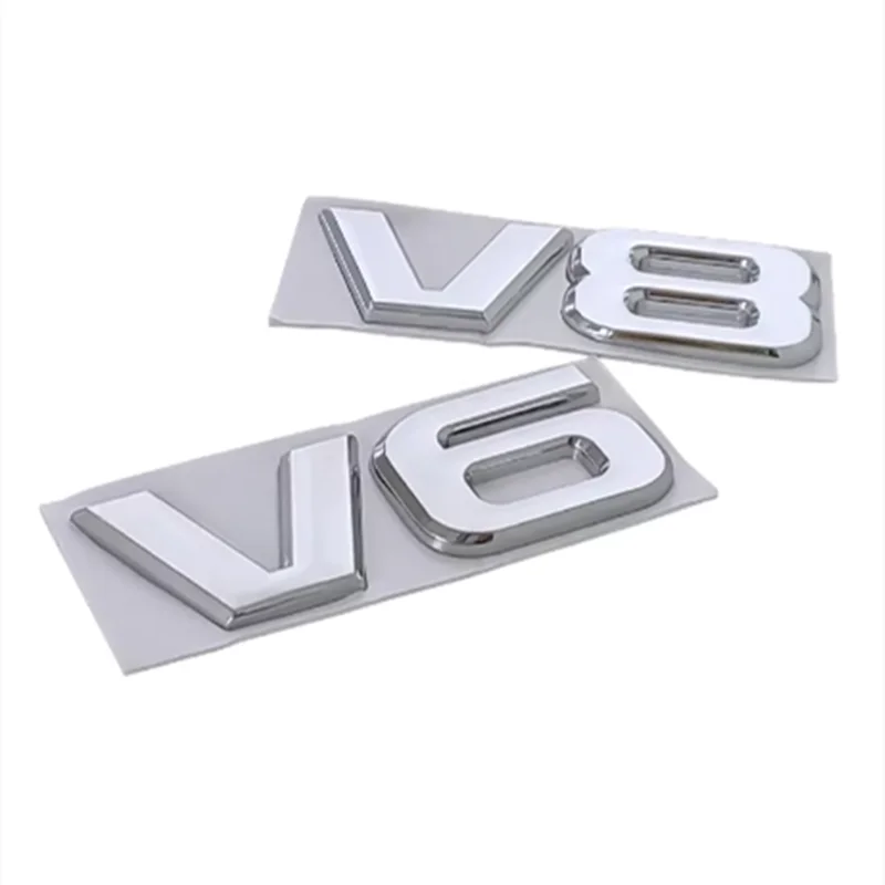 3D Metal V6 V8 Logo Universal Car Fender Emblem Badge Trunk Decal Stikcer For Toyota Land Cruiser VW Audi BENZ JEEP Accessories