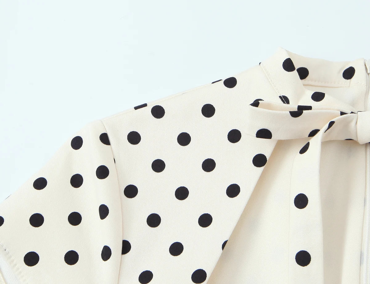 HH Summer Fashion Women's Polka Dot Mini Dress 2026 Short Sleeve Lace Up Collar Party Dress Female Hollow Out Sexy Evening Dress