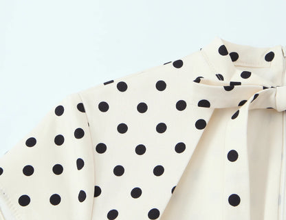 HH Summer Fashion Women's Polka Dot Mini Dress 2026 Short Sleeve Lace Up Collar Party Dress Female Hollow Out Sexy Evening Dress