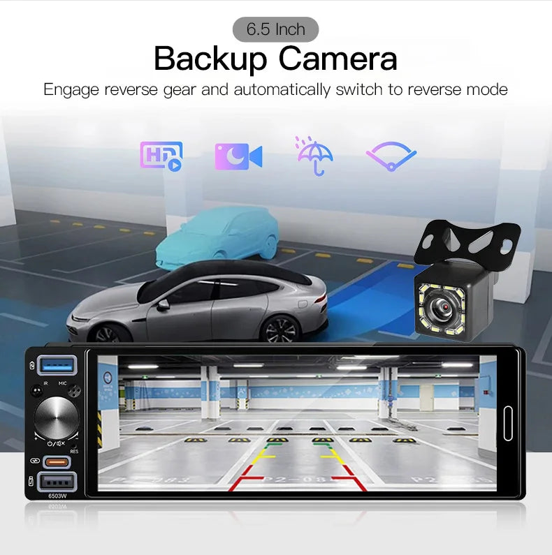 1 Din Car Radio Universal Wireless Carplay Android Auto Car Multimedia MP5 BT Car Stereo Type-C USB FM/AM IPS Touch Screen