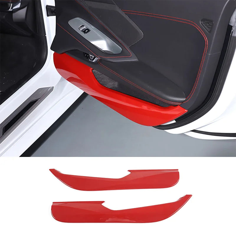 ABS Red For Chevrolet Corvette C8 Stingray Z51 Z06 2020-2023 Car Door Anti-kick Panel Cover Trim Sticker Car Accessories