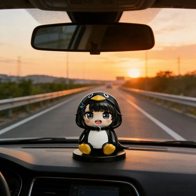 Guguga Little Penguin PVC Figure Cute Car Dashboard Decor Anime Collection Birthday Gift Kawaii Office Desk Toy Home Decor