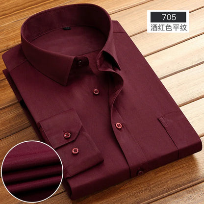 Men's Striped Long Sleeve Shirts 2026 Autumn Anti-wrinkle Business Shirt Fashion Casual Comfortable Breathe Slim Fit Shirts