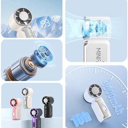 Portable Mini Handheld Turbo Fan 3600mAh LED Display Mini High Speed Handheld Fan, Outdoor Cooling,Desk Fan, Rechargeable Fan