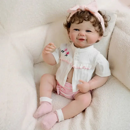 18 Inch Reborn Baby Dolls Full Body Vinyl Girl Doll in Outfit with Accessories, Gift for Girls Ages 3+, Pretend Play & Collectors