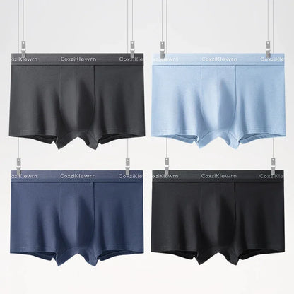 4PCS【LORIEN CREST】New Men's Underwear Pure Cotton Soft Breathable Fashion Solid Color U Convex Comfortable boxer for male