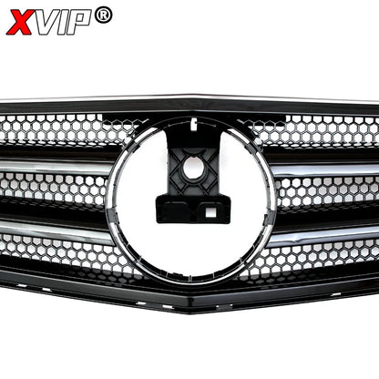 XVIP Glossy Black A - Style Racing Grille Chrome Bumper Grill For Mercedes Benz C-Class W204 08-14 C200 C230 C250 C280 C300 C350