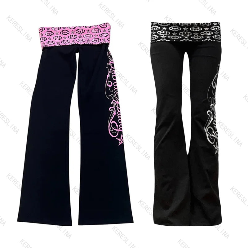 2000s Vintage style European American trendy subculture Millennium Gothic E-girl High Street slim fit versatile Casual long pant