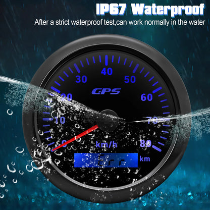 7 Color LED  30/60/80/120/200KMH 85MM GPS Speedometer Gauge with GPS Antenna For Motorcycle Boat Car Truck Speed Gauge 9-32V