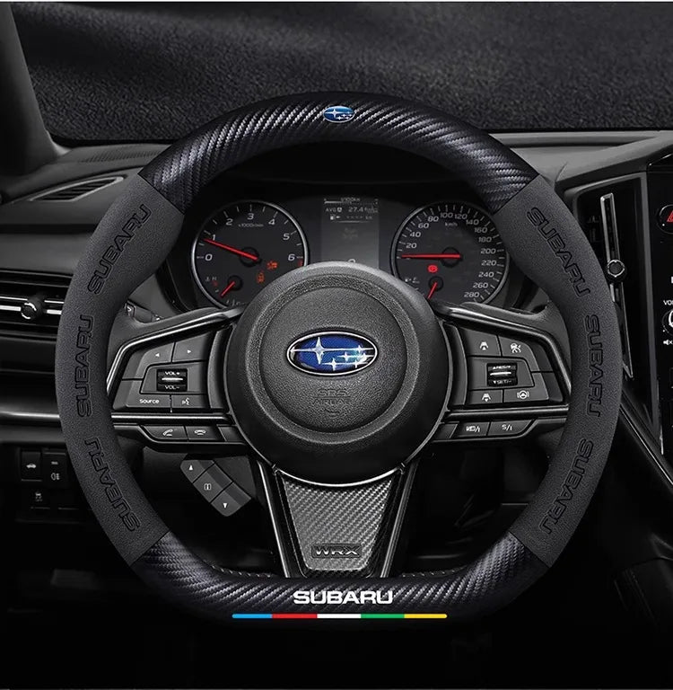 For Subaru STI Brz Wrx Xv Ascent Forester Outback Impreza Legacy Car Suede Carbon fiber Anti-slip Ventilate Steering Wheel Cover