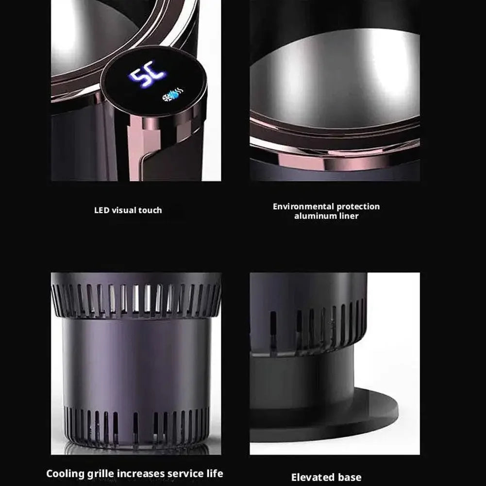 Smart 12V Portable Mini Can Fridge Cooler & Warmer, 2-in-1 Single Cup Holder Chiller for Car & Office Desk Travel Mug Heater