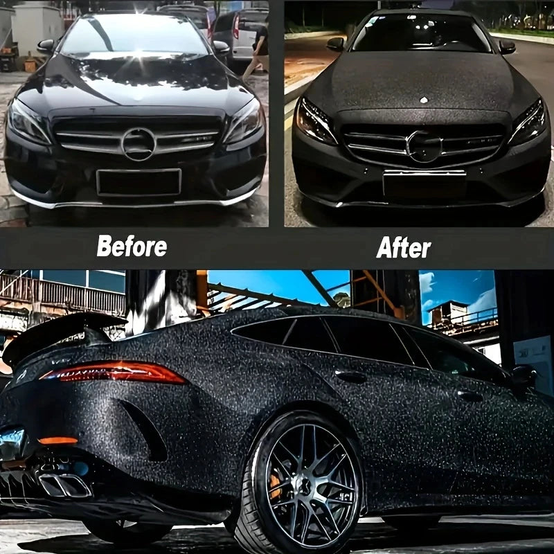 Matte Frosted Sanding Glitter Black PVC Vinyl Wrap Film Car Motorcycle Internal DIY Decal Sticker With Air Release Self Adhesive