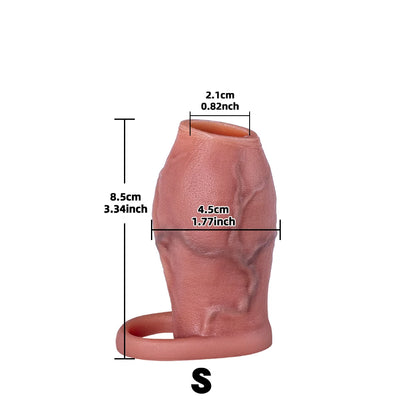 Open-Head Penis Sleeve with Round Granular Beads Dots-Silicone Male Delay Lock Sperm Ejaculation Reusable Cock Extender Sex Toy