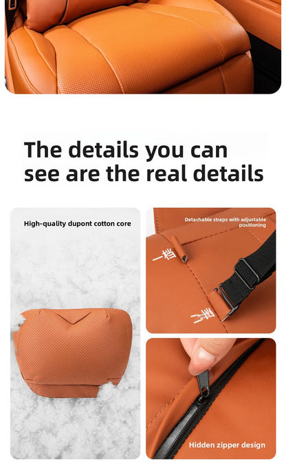 High Quality Universal Car Headrest Cushion Car Seat Neck Pillow High-grade Leather Breathable Lumbar Support Car Pillow