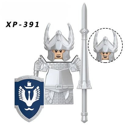 KT1051 Gondor Medieval Knight Building Blocks Figures Lancer Archer Soldier Minifigures With Helmet DIY Bricks Toys For Gift