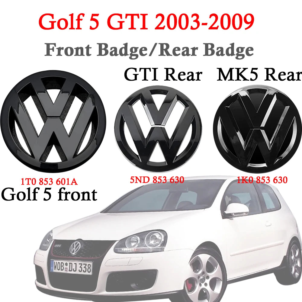 VW Accessories 2pcs for Volkswagen GTI Golf5 MK5 2003-2007 127mm Front Grill Cover 110mm Rear Trunk Lid cover Car Styling Logo