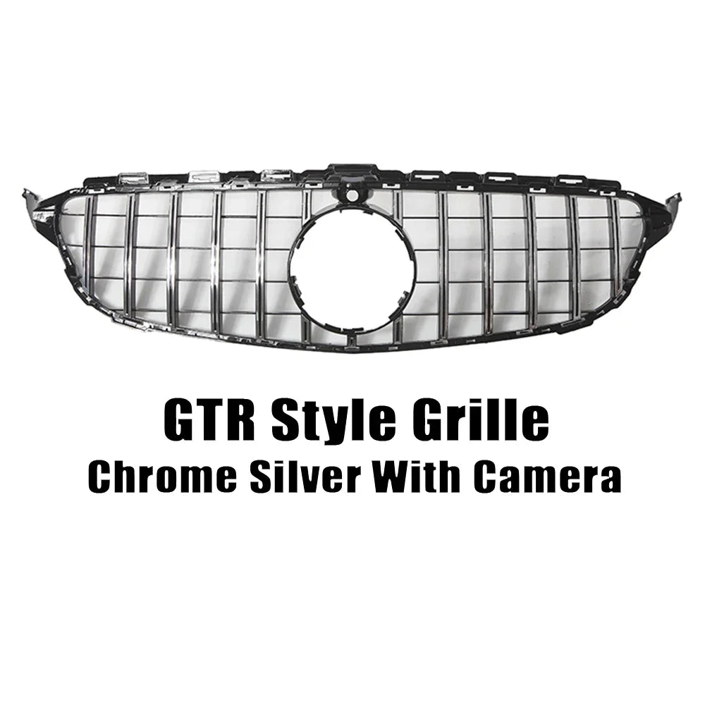 XVIP GTR Style Front Racing Grille For Mercedes Benz C-Class W205 2015-2018 C180 C200 C300 Chrome Diamonds Style Bumper Grilles