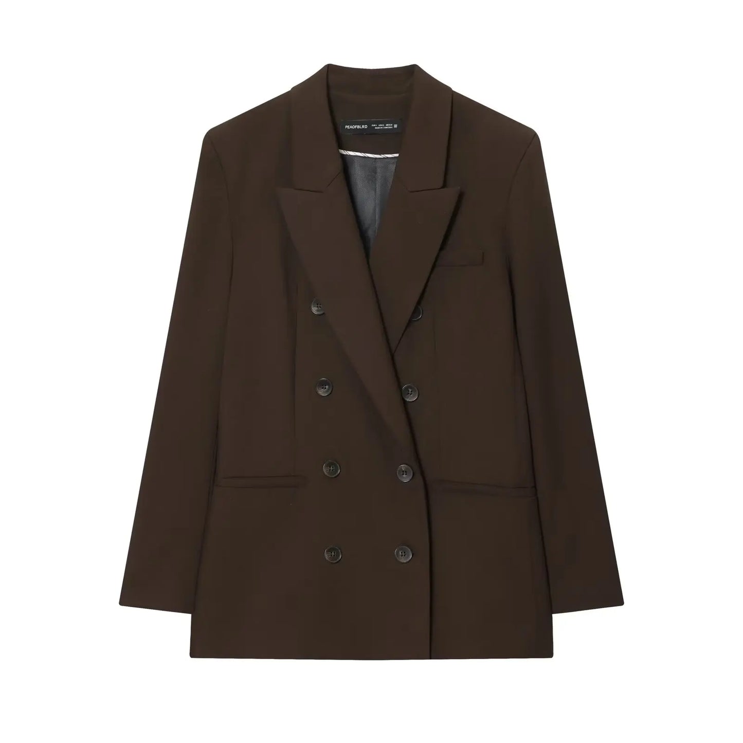 Autumn New Style Women's Suit Jacket with Shoulder Pads Double Row Buttons Pleated Straight Leg Pants Fashionable Two-Piece Set