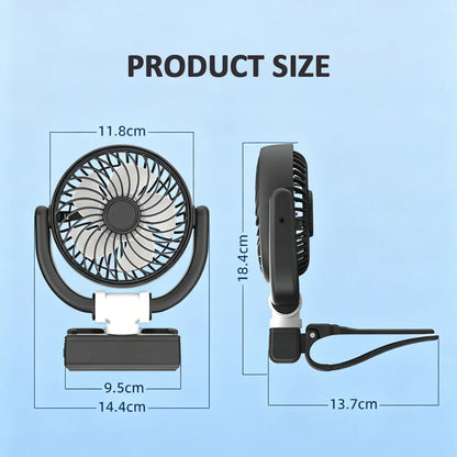 Car Cooling Clamp Fan Brushless Motor USB Rechargeable Fan  3 Speed Wind Rotatable Portable 5 Leaves Fan Car Electronic Tool