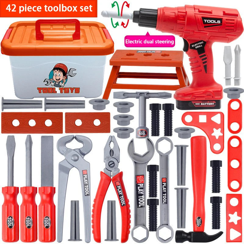DIY Pretend Play Toy Simulation Repair Tools Set Electric Drill Screwdriver Tool Repair Toolbox Educational Toys For Children