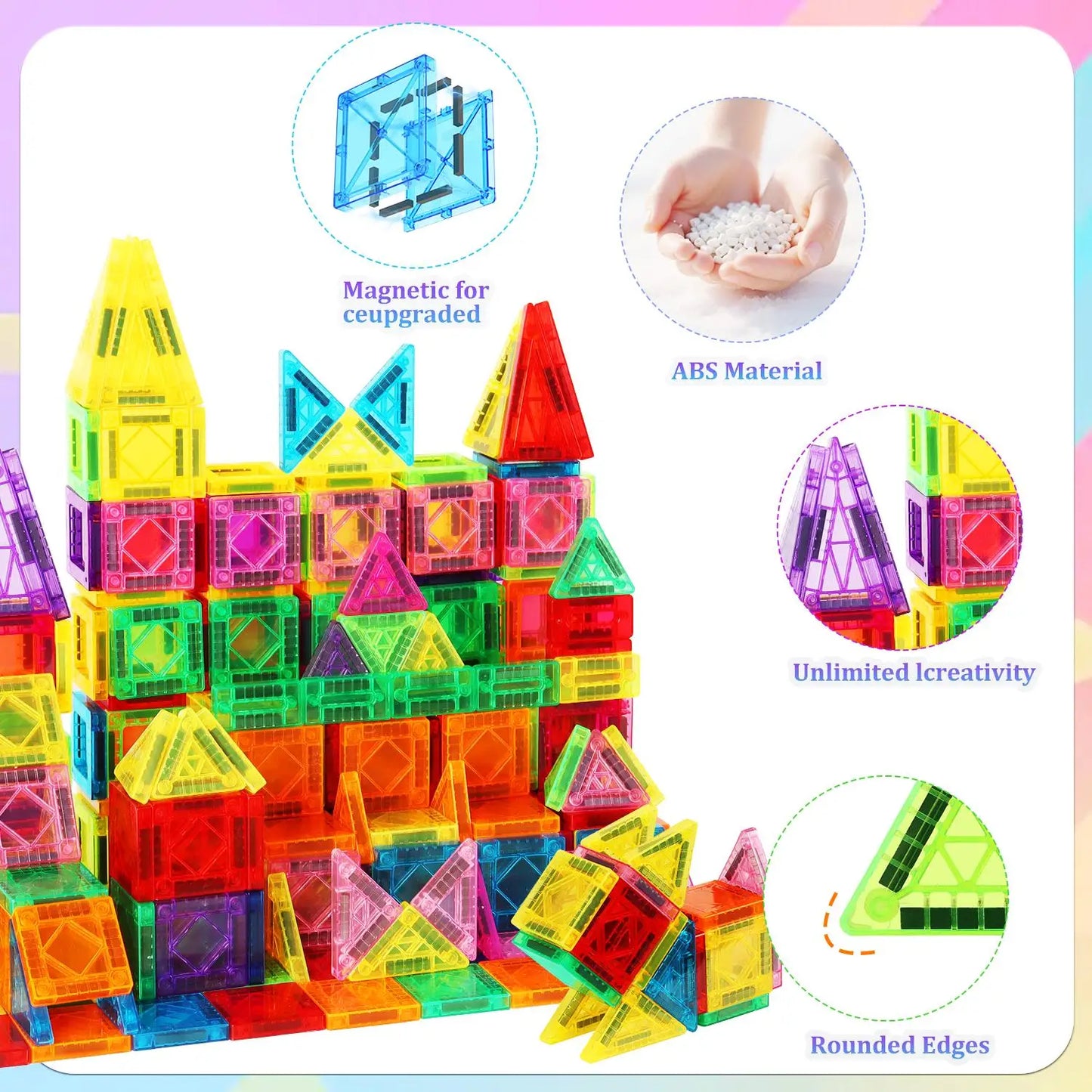 Mini Magnetic Building Blocks for Kids, Portable Travel Set. STEM Learning & Creative Construction. Perfect Gift for Birthdays
