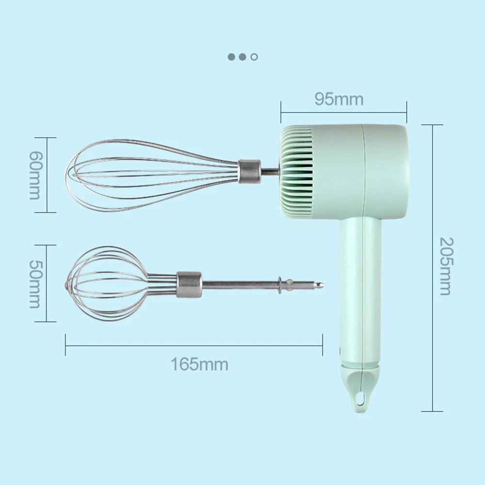 Wireless Electric Food Mixer USB Hand Blender Portable 3 Speeds Dough Garlic Crusher Cream Egg Beater Baking Masher Kitchen Tool