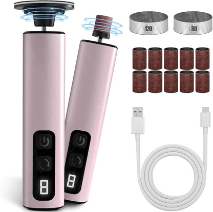 Electric Foot Callus Remover  2-in-1 Electric Foot File Grinder Nail Polisher 9-Speed Feet Pedicure Tool for Dead Skin & Cracked