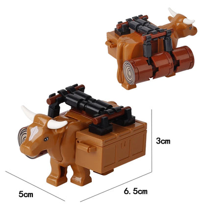 MOC Medieval Military Carriage Carriage Chariot Knight Transport Carriage Weapons Figures Vegetable Wood Bricks Children's Toys