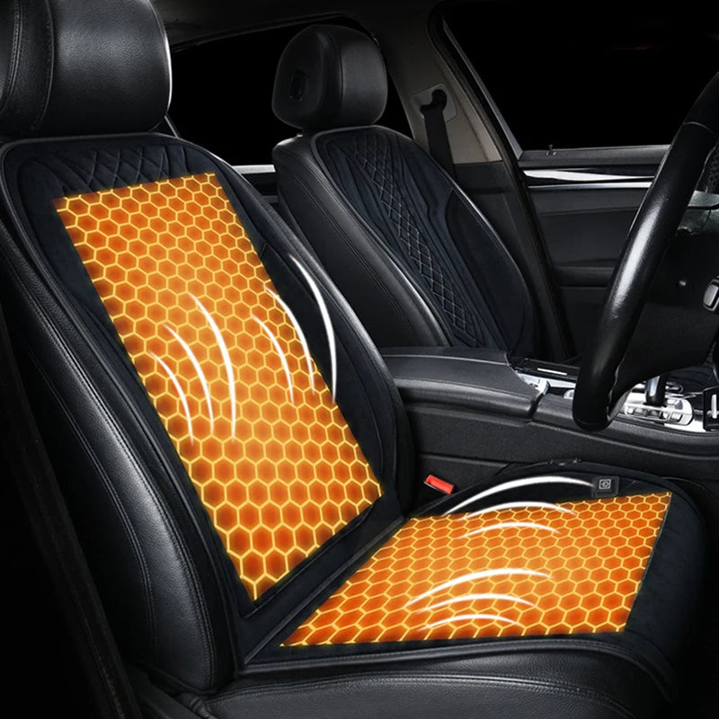 12V/24V Graphene Heated Car Seat Cushion Fast Heating Temperature Control Safety Protection Universal Car Seat Protector Cover