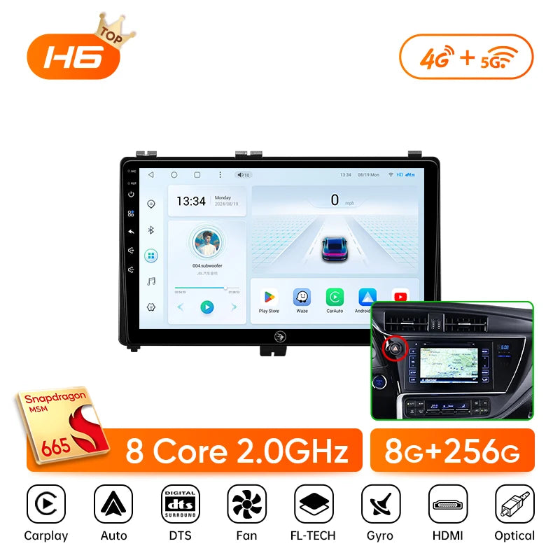 Ainavi Car Radio For Toyota Auris 2016 2017 2018 Corolla Altis Hybrid E170 E180 Carplay Android Auto Multimedia Player Stereo 4G