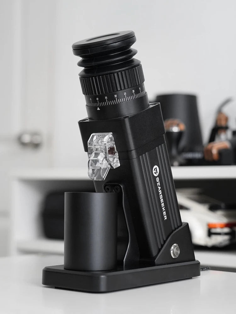 STARSEEKER E55Pro Electric Coffee Grinder 55MM Espresso Cone burr Stepless Fineness Adjustment Brew Bean Grinder Black White