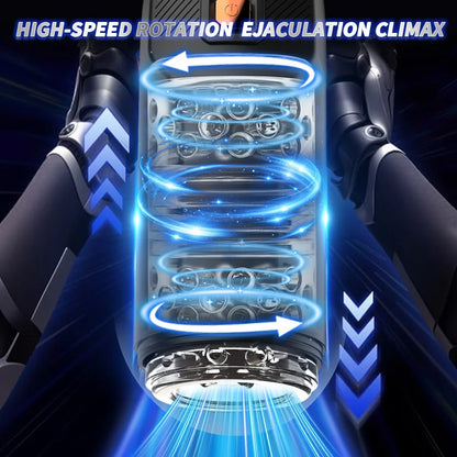 Male Masturbator Adult Sex Toys Automatic Stroker with 9 Thrusting & Rotating 3D Realistic Transparent Textured Sex Machine