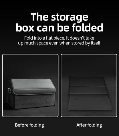 Car Suede Trunk Organizer Large Capacity Leather Foldable Storage Box Portable Multifunctional Tool Organizer Car Accessories