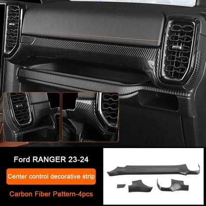 For Ford Ranger P703 T9 XL XLT Wildtrak Raptor 2023-2025 Carbon Fiber Texture Gear Shift Panel Cover Interior Trim Full Set
