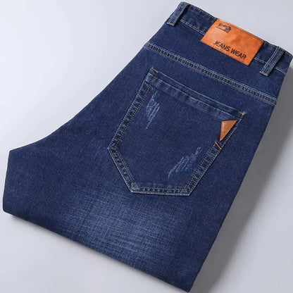 Men Jeans Stretch Skinny Denim Pants Solid Color Black Blue Spring Luxury Street Harajuku Hip-Hop Style Slim Fit Trousers Brand
