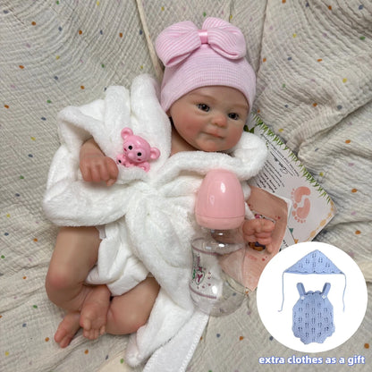 AnjoDoll 2 Sets Of Clothes 13Inch Open Mouth Silicone Reborn Doll Washable Handmade Doll Toy Ideal Gifts