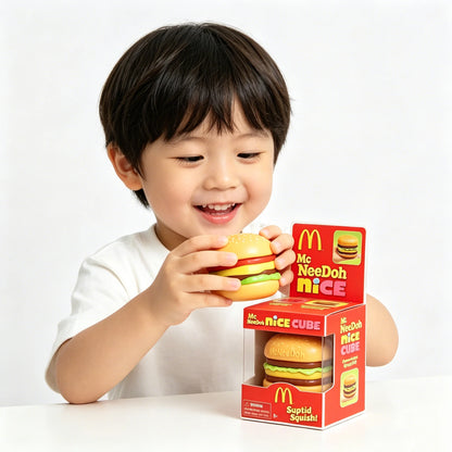 Schylling NeeDoh MC Burger Layerable Super Soft Decompression Squeeze Toy, Anxiety Relief Fidget Gift for Adults