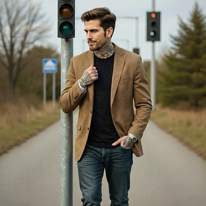 Men's Outdoor Casual Work Jacket Heavyweight Warm Lined Coat Plus Size Single-Breasted Winter Wear