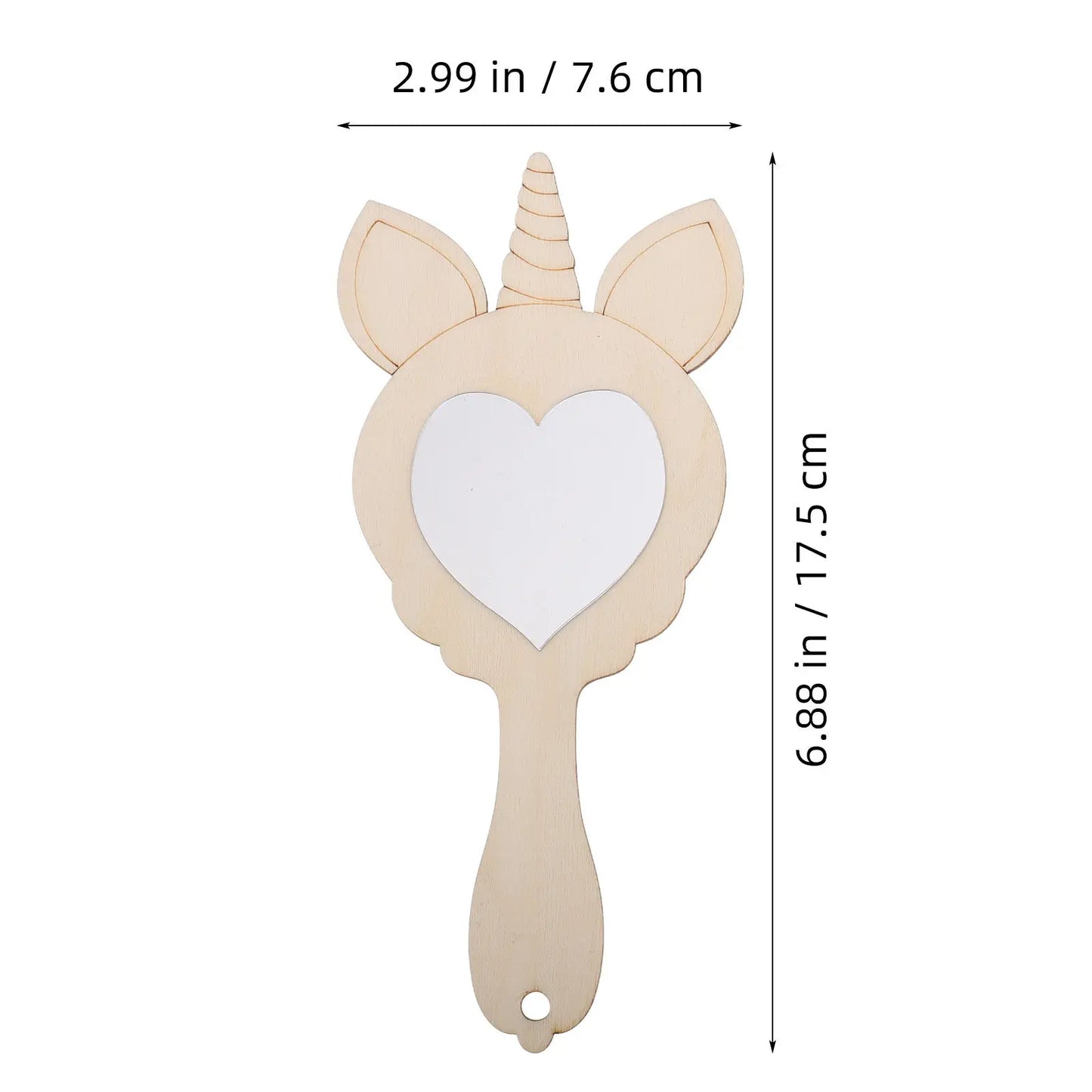 1Set Unicorn Mirror Craft Kit Wooden Handheld DIY Painting Mini Makeup Mirror Creative Kids Accessory Unfinished Wood Mirrors