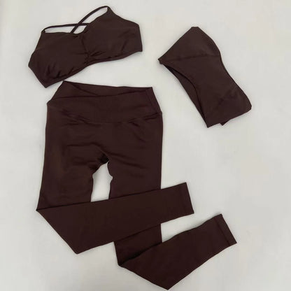 3 Pieces Women's High Stretch Gym Sportswear Shrug Sports Bra Shorts Set Comfortable Workout Yoga Active Wear Outfit