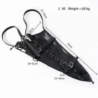 LILUPLAY Sexy Full Sleeve Leather Glove Zippered Armbinder One Arm Binder Bondage Restraint with over Shoulder Straps for Play