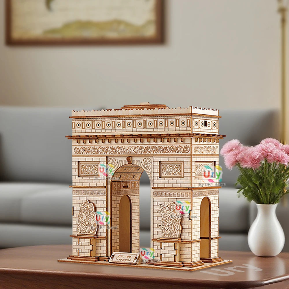 Ury 3D Wooden Puzzle Leaning of Pisa Big Ben Famous European UK Attractions Building World Architecture Model DIY Toy Decoration