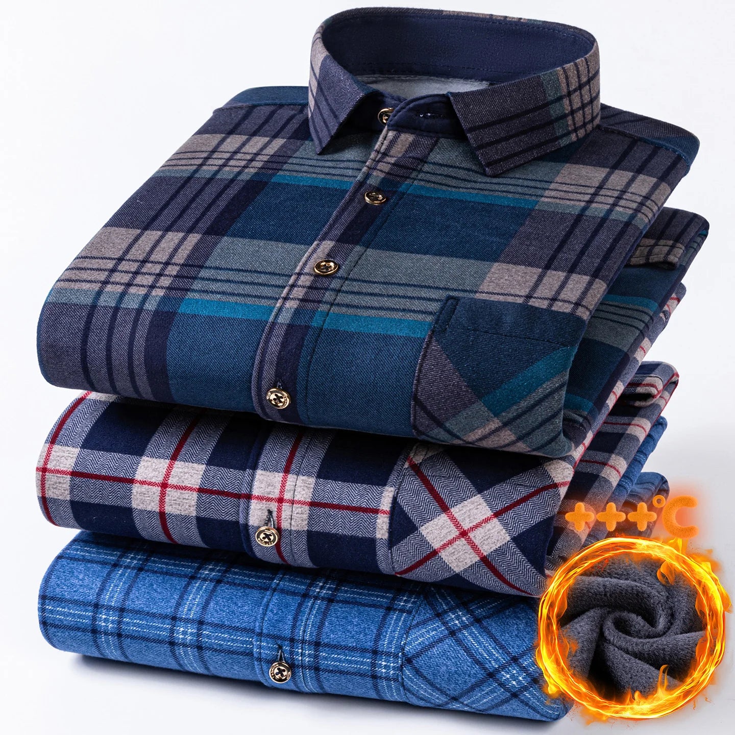 New Plus Size 8XL 7XL 6XL Men's Shirt Autumn Winter Fleece Thickened Warm Long Sleeve Plaid Business Casual Slim-fit Man Clothes