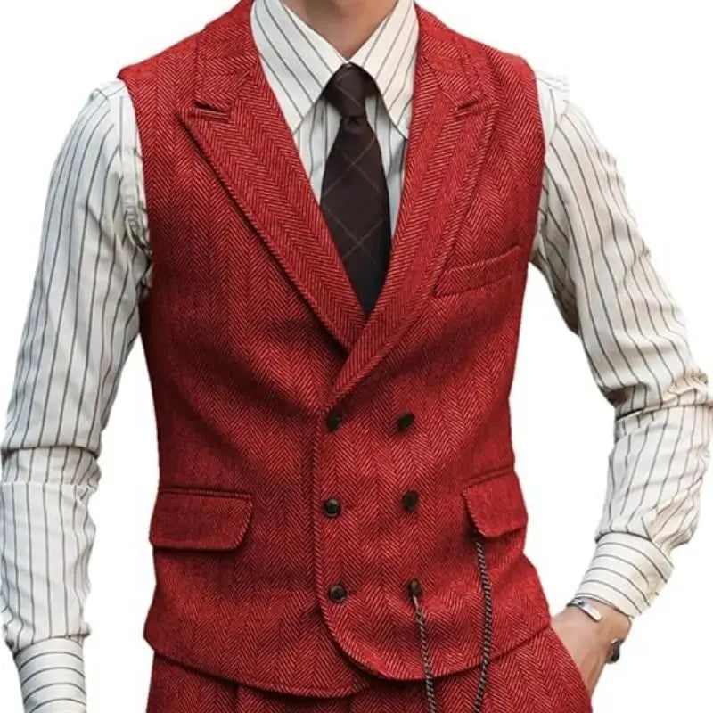 Men Vest Brown Suede Leather Gentleman Business Waistcoat Vintage Regular Slim Autumn Winter Banquet Men's Suit Vest