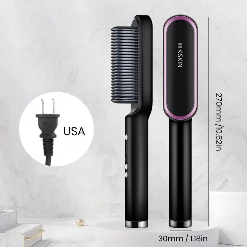 KSKIN 2 In 1 Hair Straightener Brush Multifunctional Professional Hair Straightening Comb Anti-Scald Quick Heating Hair Styling