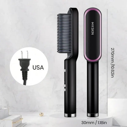 KSKIN 2 In 1 Hair Straightener Brush Multifunctional Professional Hair Straightening Comb Anti-Scald Quick Heating Hair Styling