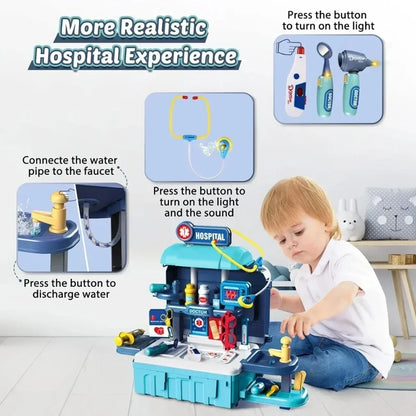 Doctor Kit for Kid Pretend Doctor Suitcase Toy for Toddler with Stethoscope Medical Checkup Role Play Birthday Gift for Boy Girl