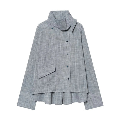 KONDALA Streetwear Chic Women Loose Blouse Turtleneck Pockets Single Breasted Blouse New Fashion 2026 Spring Holiday Blouse