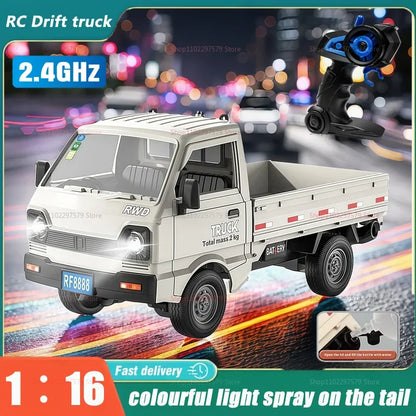 2026 New Remote Control Car 1:16 Scale 2.4GHz 360° Drift Truck With Spray LED Lights Off-Road Toys For Kids Boys Birthday Gifts